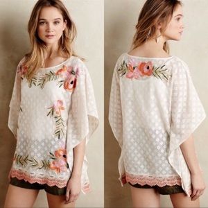 Anthropologie Akemi & Kin floral embroidered poncho tunic - X large